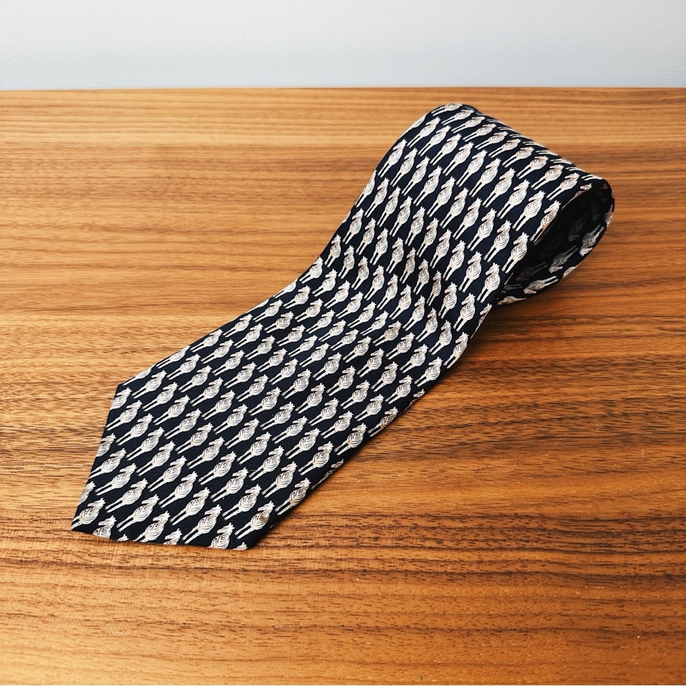 Museum Artifacts Zebra Classic Black and White Patterned Men's Tie all Silk